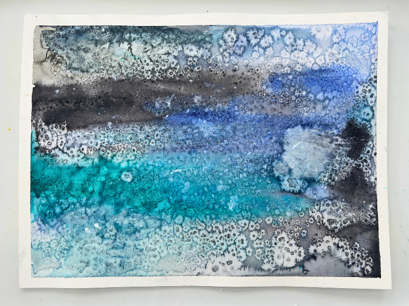 watercolors and salt
